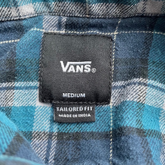 VANS Men's Tailored Fit Flannel - Blue/Black/White - M - Picture 3 of 4